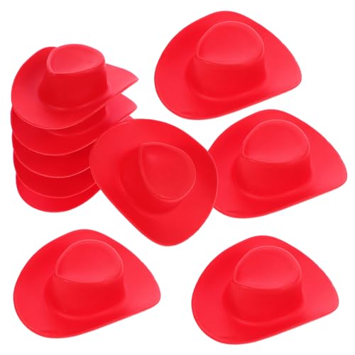 ERINGOGO 10 Stück Spielzeughut Kappe Mütze Cute deko Cute Decor Puppen-Dress-Up Niedlicher Hut -Hut Kleiner Hut Puppenhüte Mini-Miniatur-Hut Puppenhauslieferungen kleine Hüte rot von ERINGOGO