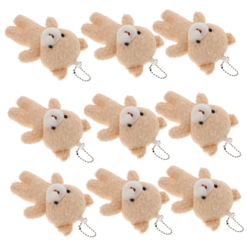 ERINGOGO 10 Stück Teddybär-Anhänger Bär Schlüsselanhänger Minibären Mini-Kuscheltiere Masse verschleißfeste kleine Bären multifunktionale Bärenfiguren Bärenpuppe mini PP Baumwolle Beige von ERINGOGO