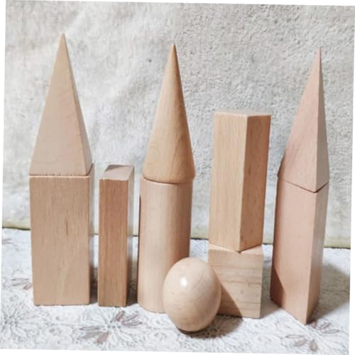 ERINGOGO 10 Stück Teiliges Geometrisches Holzbaustein Pädagogisches zur Frühen Lernförderung Fördert Kreativität Räumliches Denken und Motorische Fähigkeiten Leicht und Tragbar Naturfarben von ERINGOGO