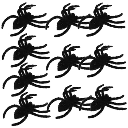 ERINGOGO 10 Stück Teiliges Halloween Spinnendeko Realistische Schwarze Spinnen aus Umweltfreundlichem Material Detailreiche Halloween Deko für Party Bühne und Scherzartikel von ERINGOGO