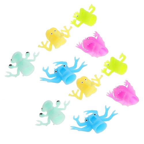 ERINGOGO 10 Stück Teiliges Leuchtende Fingerpuppen TPR Fingerabdeckungen Bunte Kreaturen für Interaktives Kinderspiel Geburtstags Mitgebsel und Eltern Junge Mädchen Storytelling von ERINGOGO