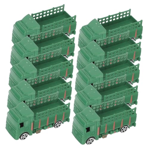 ERINGOGO 10 Stück Teiliges Militärfahrzeug Modell Realistische Kleine LKW Miniatur Robuste Dekoration für Schreibtisch und Sammler Detailreich Langlebig Grün von ERINGOGO