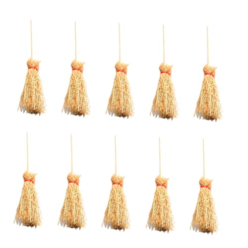 ERINGOGO 10 Stück Teiliges Mini Besen Miniatur Modell Puppenhaus Dekoration Realistisches Design Sicheres Material Vielseitig für DIY Basteln und Mikro Landschaft Zubehör von ERINGOGO