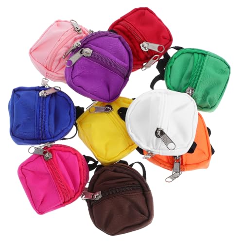 ERINGOGO 10 Stück Teiliges Mini Puppen Rucksack mit Reißverschluss Kleine Schulranzen für Puppen Kindgerechte Mini Accessoires zum Verkleiden und Rollenspiel Robustes Material Kompakte von ERINGOGO
