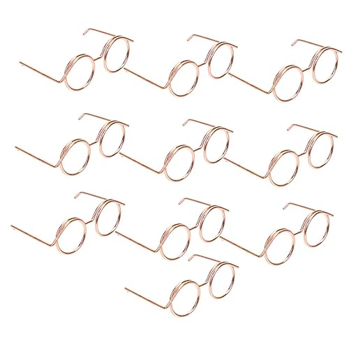 ERINGOGO 10 Stück Teiliges Mini Puppenbrillen aus Metall Drahtrahmen ohne Gläser Roségold Leichte Dekobrillen für Puppen Kostüm Zubehör Geschenkidee von ERINGOGO