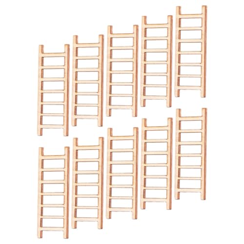 ERINGOGO 10 Stück Teiliges Miniatur Holzleitern Naturfarbene Puppenhaus Mini Treppe Robuste Holzmöbel für Mini Garten und Feenhaus Dekoration Detailreiche Simulation für Puppenhaus Zubehör von ERINGOGO