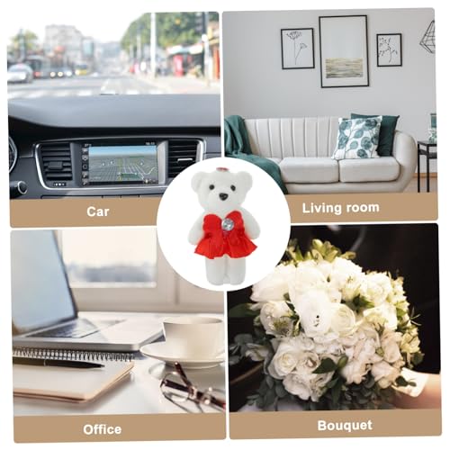 ERINGOGO 10 Stück Teiliges Plüschbären Hochzeit Auto Blumenstrauß Dekoration Kuscheltier Bär Deko Rot Cartoon Motiv für Sofa Schlafzimmer von ERINGOGO