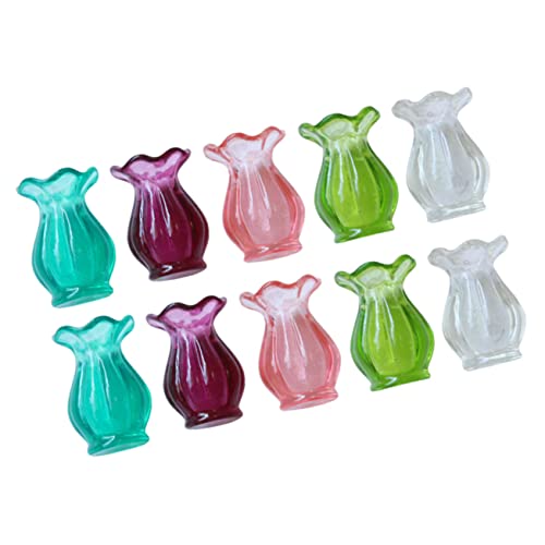 ERINGOGO 10 Stück Teiliges Set Miniaturvase Dekorationszubehör für Puppenhäuser Hochwertige und Harzmaterialien für DIY Mikrolandschaften und Fotorequisiten Farben Erhältlich von ERINGOGO
