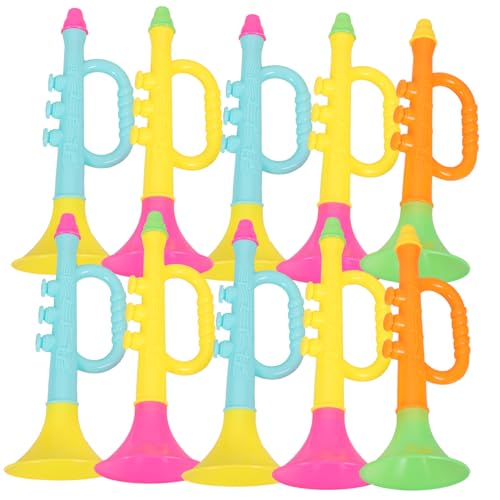 ERINGOGO 10 Stück Teiliges Trompeten Realistische Blasinstrumente aus Langlebigem Material Pädagogisch zur Musikalischen Früherziehung Gemischt für Party und Musikförderung Zufällige Farbe von ERINGOGO