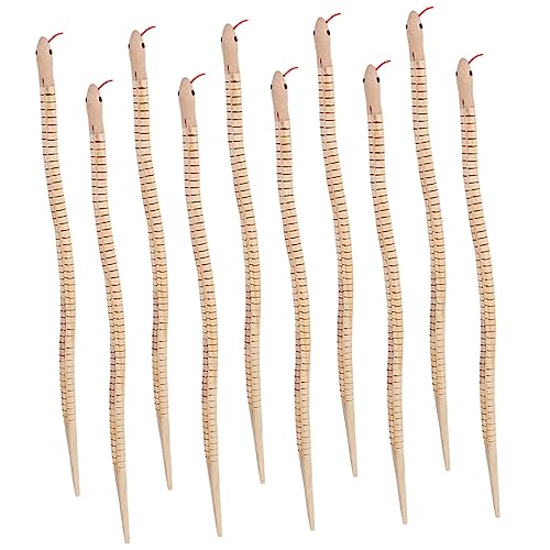ERINGOGO 10 Stück Teiliges Unbehandelte Holzschlangen Realistische Simulation Flexible DIY Holzschlange Kindergeburtstagsgeschenk Halloween Deko Tiermodell von ERINGOGO