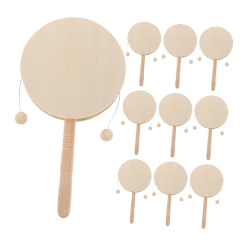 ERINGOGO 10 Stück Teiliges Unbemalte Holz Rasseltrommeln Handtrommel Instrumente Blanko DIY Kreativspielzeug für Musikalische Früherziehung und Bastelprojekte ERINGOGO 10 Stück Teiliges Unbemalte Holz Rasseltrommeln Handtrommel Instrumente Blanko DIY Kreativspielzeug für Musikalische Früherziehung und Bastelprojekte von ERINGOGO