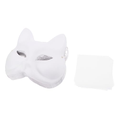ERINGOGO 10 Stück Teiliges Weiße Fuchsgesicht-papiermaske zum Bemalen Halbgesichtige DIY Kostüm-maske mit Atmungsaktivem Augen-netz für Halloween Cosplay und Faschingsfeiern ERINGOGO 10 Stück Teiliges Weiße Fuchsgesicht-papiermaske zum Bemalen Halbgesichtige DIY Kostüm-maske mit Atmungsaktivem Augen-netz für Halloween Cosplay und Faschingsfeiern von ERINGOGO