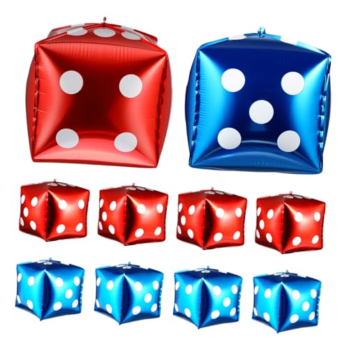 ERINGOGO 10 Stück Teiliges Würfel Folienballons Rote und Blaue Jumbo Würfelballons Dekorative Partydeko für Hochzeit Geburtstag Vielseitige Fotorequisiten und Einfache Wanddekoration von ERINGOGO