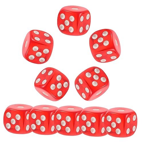 ERINGOGO 10 Stück Transparente Würfel Spiel Party Zahlenwürfel Lernwürfel Taschenstoffe Lernen polyedrische Würfel Unterhaltungswürfel mehrseitige Würfel Acryl rot von ERINGOGO