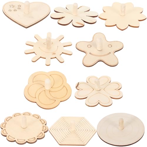 ERINGOGO 10 Stücke Jungen Und Mädchen Gyro Spielzeug Holz Gyro Handwerk Spielzeug Set Für Kinder von ERINGOGO