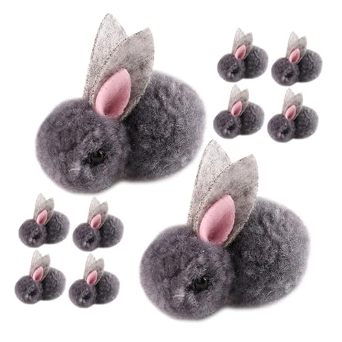 ERINGOGO 10 Stücke Ostern Mini Plüsch Kaninchen Puppe Gefüllte Mini Hase Puppe DIY Kopfschmuck Zubehör (4,5 cm) von ERINGOGO