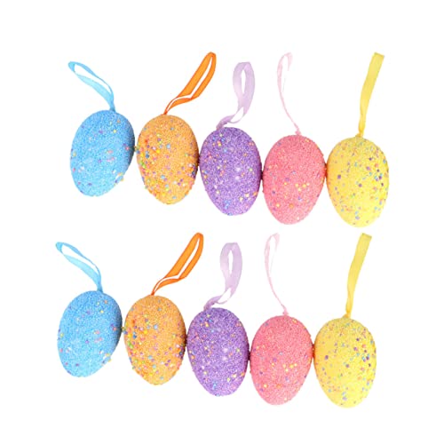 ERINGOGO 10 Teiliges Schaum Eier Set Zum Aufhängen Von Ostereiern Mini Eier Bunt Für Mädchen Zum Dekorieren Dekorateur Basteln Kinderdekorationen Ornament von ERINGOGO
