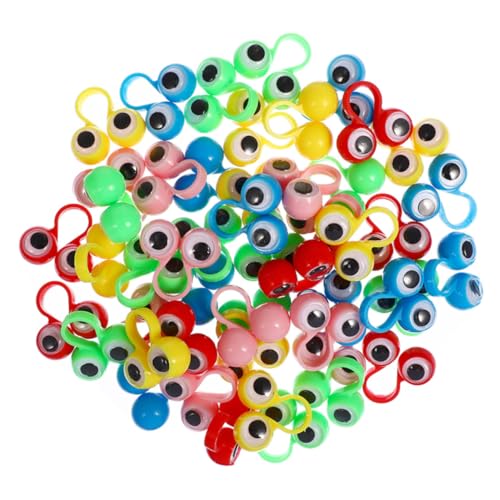 ERINGOGO 100 Stück Bunte Große Augen Finger Ringe Leicht und Langlebig Kinderfreundlich als Partygeschenk und Lernspielzeug für Farben und Sortierübungen von ERINGOGO