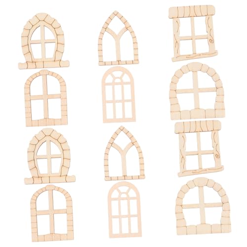 ERINGOGO 100 Stück Feen -Tür -Gartentür Garten Dekoration Miniatur-Feentür Mini-Feentür aus Holz Miniatur-Fensterrahmen aus Holz Miniaturtüren und -Fenster Mini-Holzfenster hölzern Beige von ERINGOGO