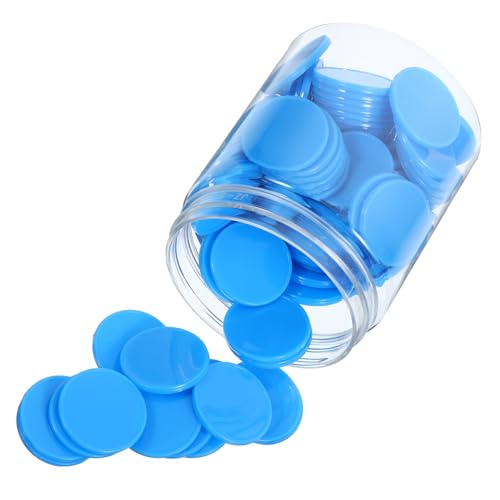 ERINGOGO 100 Stück Leer Kleiner Kreis Mit Spielzähler Lehrreich Chip Stapelbar Kindergarten Farbig Party Lernen Nummeriert Und Mini Farbe Zähler Aus Kunststoff Spiele Plastikmarken Abs Blau von ERINGOGO
