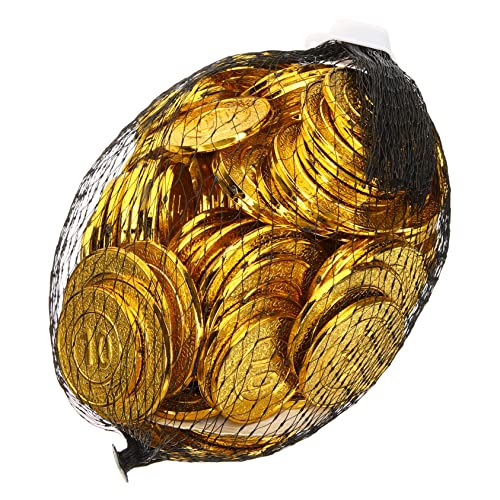ERINGOGO 100 Stück Piratenmünzenspielzeug Gastgeschenke zum Thema Piraten Piratenfiguren Piraten-Requisiten Bithday -Partyversorgung von Piraten Plastik Golden von ERINGOGO