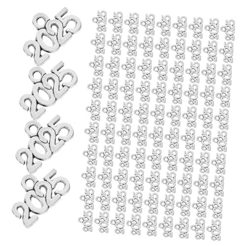 ERINGOGO 100 Stück Schlüsselanhänger-Schmuck Mini Abschluss geburtstagsgeschenk schmuckherstellung schlüsselringe Schlüsselanhänger hängende 2025-Dekoration Ohrring 2025 Charms Silver von ERINGOGO