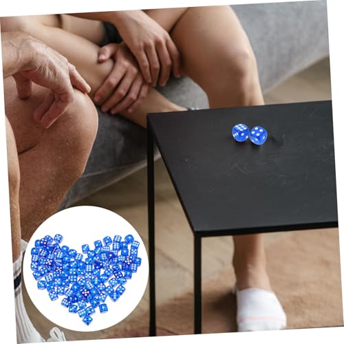 ERINGOGO 100 Stück Teiliges Acryl Würfel Transparente Bunte Sechsseitige Spielwürfel Leichte Party Zubehör für Brettspiele Lustige Würfel für Treffen und Bar Spiele von ERINGOGO