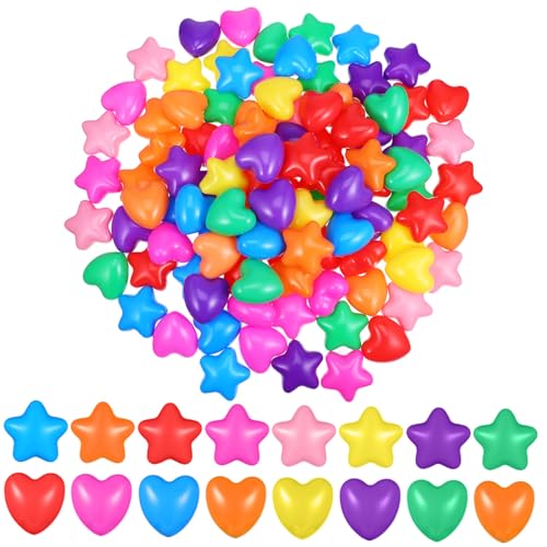 ERINGOGO 100 Stück Teiliges Bunte Ozeanbälle Stern Herzform Poolspielzeug für Spielbälle Bällebecken Schwimmspielzeug Indoor Outdoor Vielseitig Einsetzbar von ERINGOGO