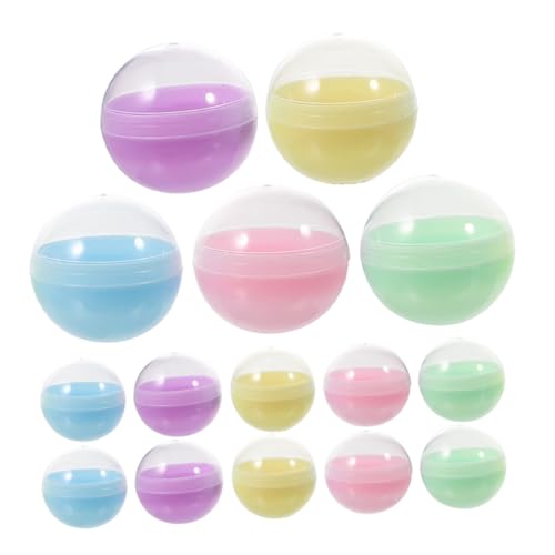 ERINGOGO 100 Stück Teiliges Halbtransparente Gumball Kapseln Bunte PP Kunststoffkugeln für Verkaufsautomaten Leere Runde Behälter für Basteln und Süßigkeitenaufbewahrung von ERINGOGO