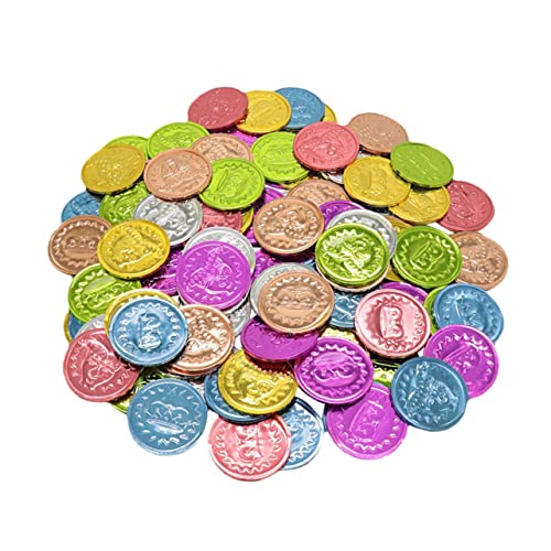 ERINGOGO 100 Stück farbige Goldmünzen hühner decoratiuni craciun Party Games partyspiel Spielzeugmünzen Schatz Spielmünzen aus Plastik Party-Spielzeugmünze Colorful von ERINGOGO