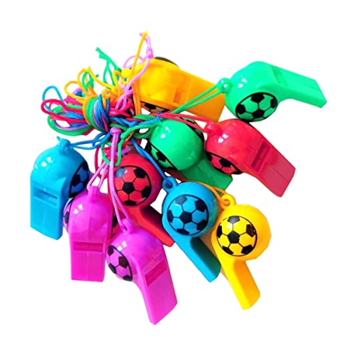 ERINGOGO 100St Fußball Pfeife draussen Geschenke für Kinder Sport Outdoor-Spielzeug für Kinder Massenspielzeug Fußballgeschenke Zubehör für Fußballpartys Drucken Requisiten mit Seil Plastik von ERINGOGO
