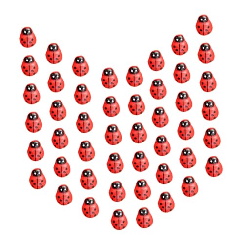 ERINGOGO 100st Mikro-landschaftsverzierung Mini-marienkäfer-Ornament Marienkäfer-Flatback Marienkäfer-Verzierungen Mini-marienkäfer-Figur Marienkäfer-Modell Hölzern Tier Rot Miniatur von ERINGOGO