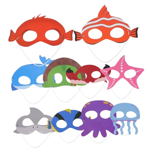 ERINGOGO Cosplay-tiermasken 10 Stück Meerestiermasken Feine Handwerkskunst Realistische Formen Wiederverwendbares Partyzubehör Für Halloween von ERINGOGO