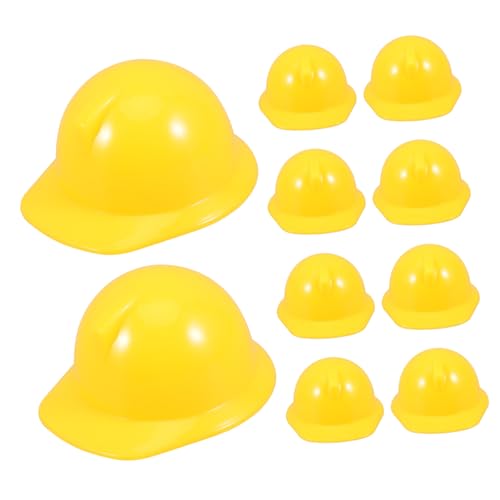 ERINGOGO 10Stücke Mini Baustellenhelme Aus Kunststoff Für Puppenzubehör Gelbe Sicherheitshelme Für Minipuppen Und Kreative Spielideen Zum Basteln Und Dekorieren von ERINGOGO