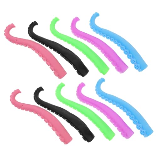ERINGOGO 10Stücke Teiliges Kunststoff Fingerspitzen Kreative Octopus Tentakel Fingerpuppen Für Party Mit Zufälligen Farben Langlebig Und Sicher Für Stundenlangen Spielspaß von ERINGOGO