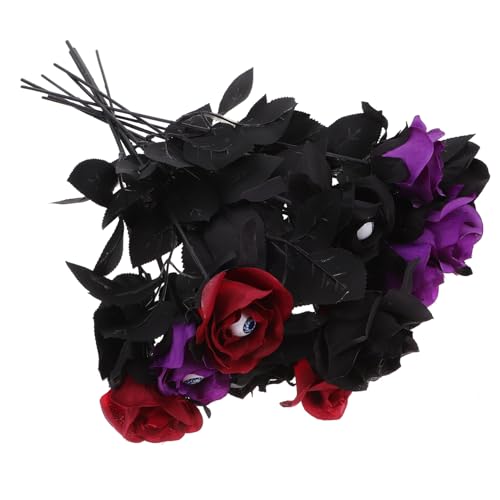 ERINGOGO 12 Gruselige Halloween-Rosen Mit Augäpfeln Für Den Innenbereich, Künstliche Halloween-blumensträuße, Arrangements von ERINGOGO