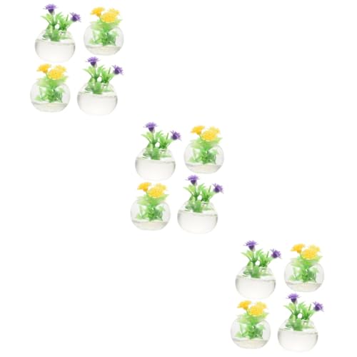 ERINGOGO 12 STK Mikro-landschafts-topfpflanzen Miniaturen Puppenhaus-dekor Mini-blumentopf-fälschung Miniaturpuppen Kleines Bonsai-Modell DIY Mini- -zubehör Gras Glas PVC Requisiten von ERINGOGO