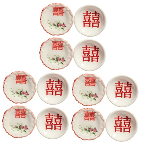 ERINGOGO 12 STK puppenhaus Keramikschale dekorativ Miniatur-Platten-Ornament die chinesen küchendekoration Spielzeuge Modelle simuliertes Mini-Geschirr Miniteller festlich schmücken von ERINGOGO