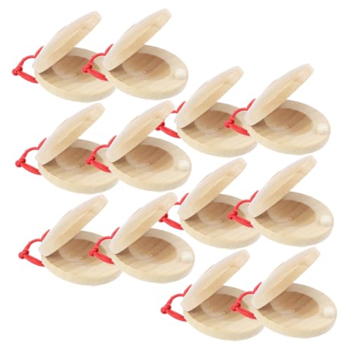 ERINGOGO 12 Stck Teiliges Holz Kastagnetten für Robuste Rhythmische Musikinstrumente mit Angenehmem Griff Klare Klangqualität Langlebig und Sicher für Musikförderung von ERINGOGO