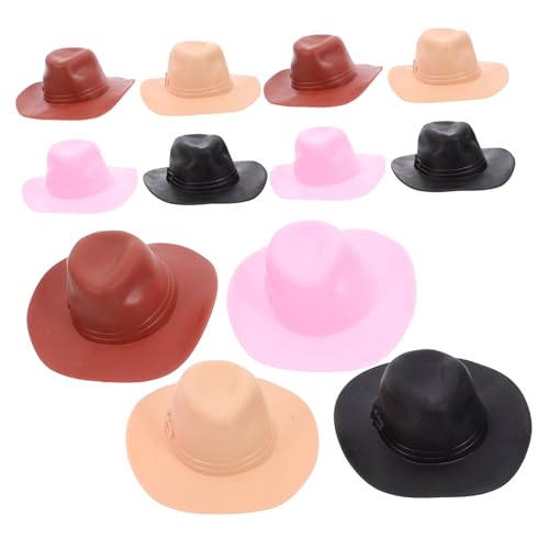 ERINGOGO 12 Stück Cowboyhutspielzeug Puppenmütze Selber Machen Kleine Hüte Für Kuchendekor Dekorative Miniaturhüte Kleine Hüte Zum Selbermachen Miniatur Winzige Hüte Winziger Hut Plastik von ERINGOGO
