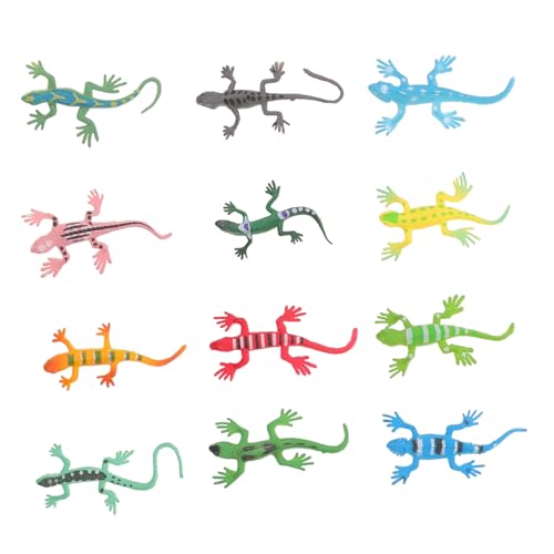 ERINGOGO 12 Stück Eidechsenspielzeug Geckos Weiches Kinderspielzeug Künstliches Modell Reptilieneidechse Für Teenager Und Erwachsene Simulationseidechse Schmuck Tiermodell von ERINGOGO