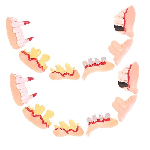 ERINGOGO 12 Stück Halloween-Prothesenspielzeug Halloween Costume idea Halloween zähne Kostümzähne hässliche zähne lustig Requisiten für Partyprothesen Kostüm mit falschen Zähnen Gummi von ERINGOGO