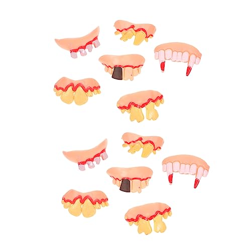 ERINGOGO 12 Stück Halloween-Zahnersatz Party Requisiten schlecht lächeln Zombie Kind Halloween schminke Halloween Make up Vampirgebiss Streichspielzeug hässliche Halloween-Kostüme Gummi von ERINGOGO
