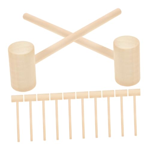 ERINGOGO 12 Stück Hammerspielzeug Kind Kleiner Hammer Miniatur Junge Spielzeughammer Minihämmer zum Basteln Minihammer Minischlägel Holzhammer Mallet bewaldete Hämmer Bambus Khaki von ERINGOGO