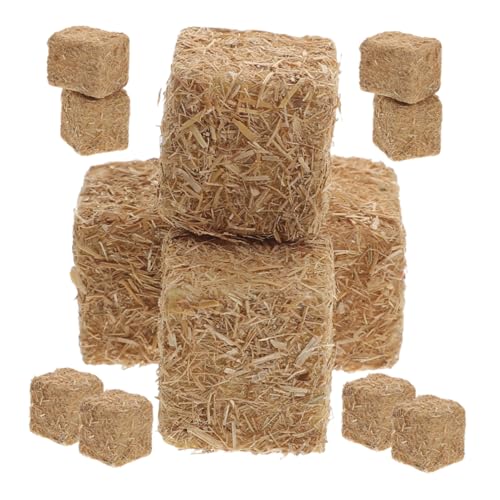 ERINGOGO 12 Stück Heuhaufen-Modell Zwerge Matschige Spielzeuge Meerschweinchenkäfig Mini-zubehör Miniaturen Zum Basteln Mini-pflanzenspielzeug Heu Meerschweinchen Fallen Grashaus Tiere Holz von ERINGOGO