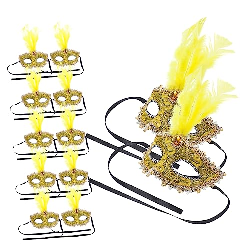 ERINGOGO 12 Stück Karnevalsmaske Schlag Maskerade-Jahrgang goldene Maskerade Grimasse Maskerade Party the hallow halloween mitgebsel geburtstags Kostümmasken Karneval liefert Plastik Yellow von ERINGOGO