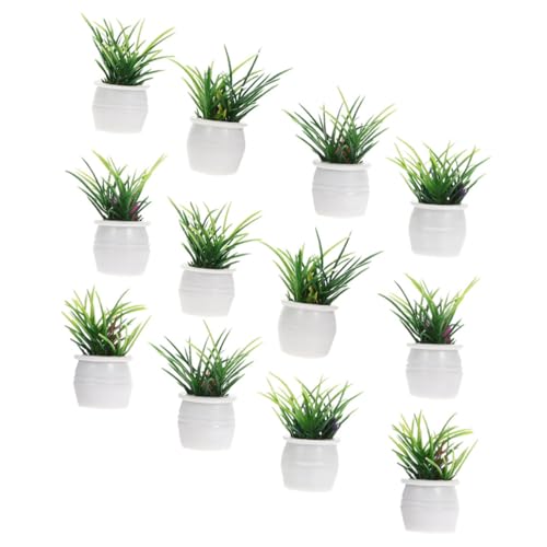 ERINGOGO 12 Stück Kleine Topfpflanzenornamente Künstlich Fee Miniatur Modell Puppe Eukalyptus Fälschung Blumen Anlage Kleiner Bonsai Mini-topfpflanze Harz von ERINGOGO