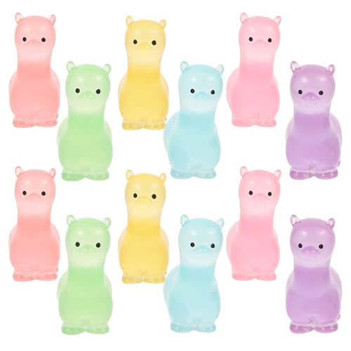 ERINGOGO 12 Stück Leuchtende Alpaka -Ornamente Lamas Alpaka-Gartenstatue Animal Figures wohnaccessoires für draußen Outdoor Mini-Alpaka-Figuren Tierfiguren Wohnkultur von ERINGOGO