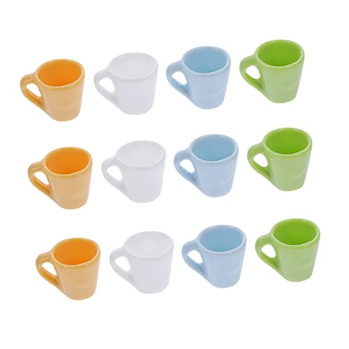 ERINGOGO 12 Stück Mini-Becher Schüsseln Ausgefallene Teetassen Teebecher Kaffeebecher Mini-kaffeetassen Zum Basteln Puppenhaus Miniatur Bausatz Selber Machen Mini-wasserbecher Teesiebe Harz von ERINGOGO