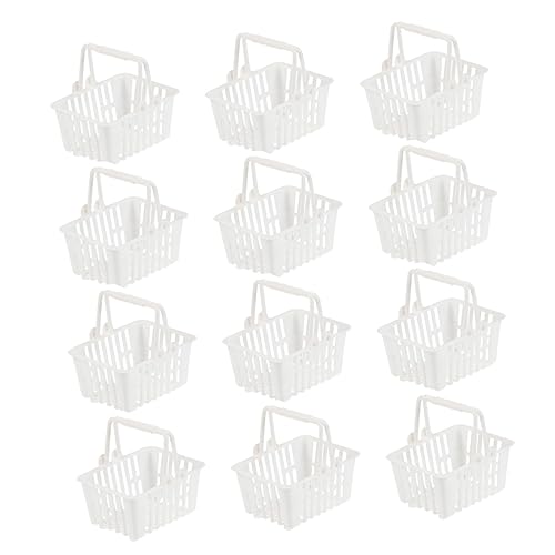 ERINGOGO 12 Stück Mini-Einkaufskorb Mini Körbe klein einkaufen Weiden kaufmannsladen kinderladen Toys Store Korbspielzeug aus Kunststoff Mini-Tragekorb Plastik Weiß von ERINGOGO